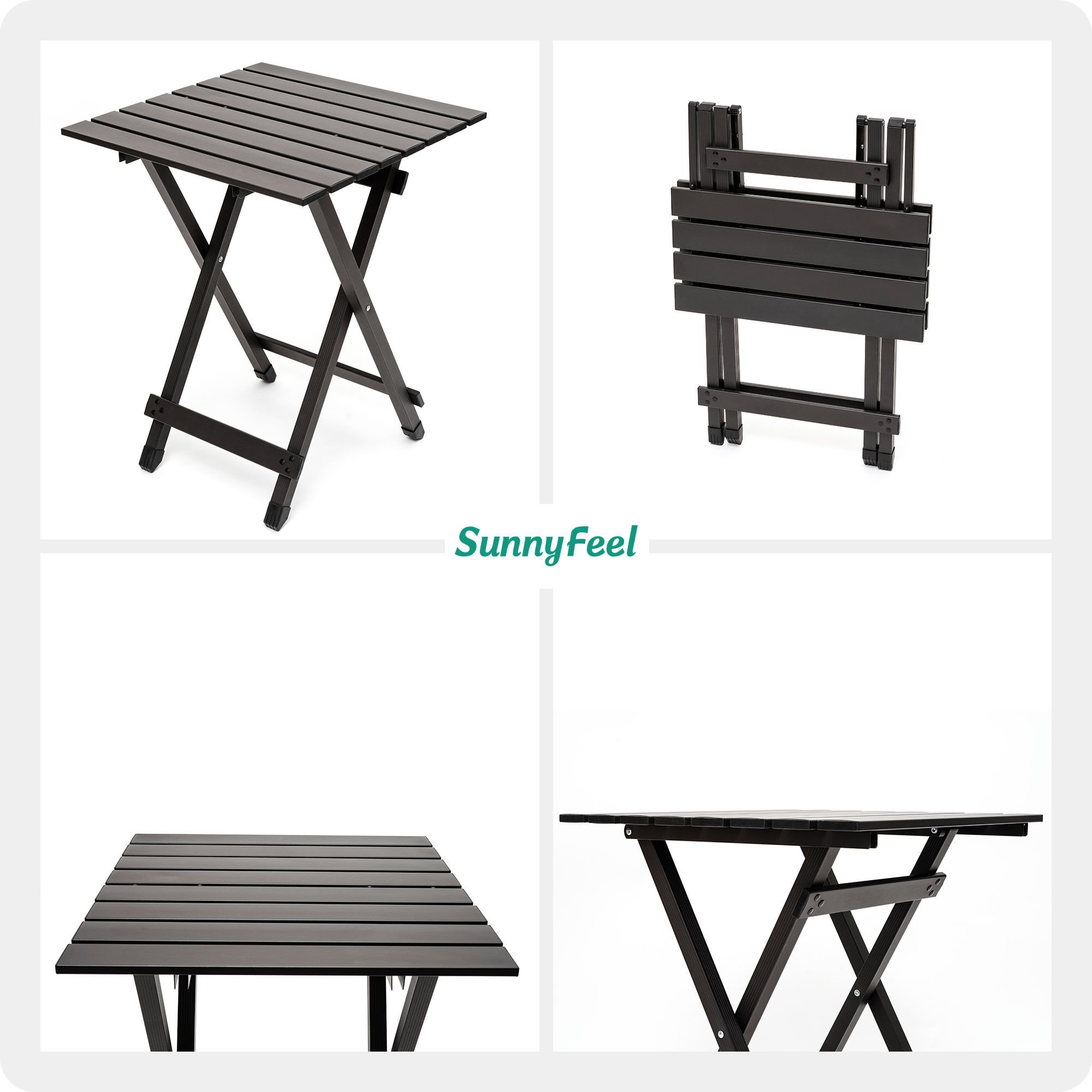 SUNNYFEEL Folding Camping Table - Lightweight Aluminum Portable Picnic Table, 18.5x18.5x24.5 Inch for Cooking, Beach, Hiking, Travel, Fishing, BBQ SUNNYFEEL Folding Camping Table - Lightweight Aluminum Portable Picnic Table, 18.5x18.5x24.5 Inch for Cooking, Beach, Hiking, Travel, Fishing, BBQ