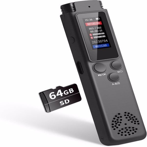 64GB Digital Voice Recorder Voice Activated Recorder for Lectures Meetings, Audio Recorder with Playback, Password, Variable Speed 64GB Digital Voice Recorder Voice Activated Recorder for Lectures Meetings, Audio Recorder with Playback, Password, Variable Speed